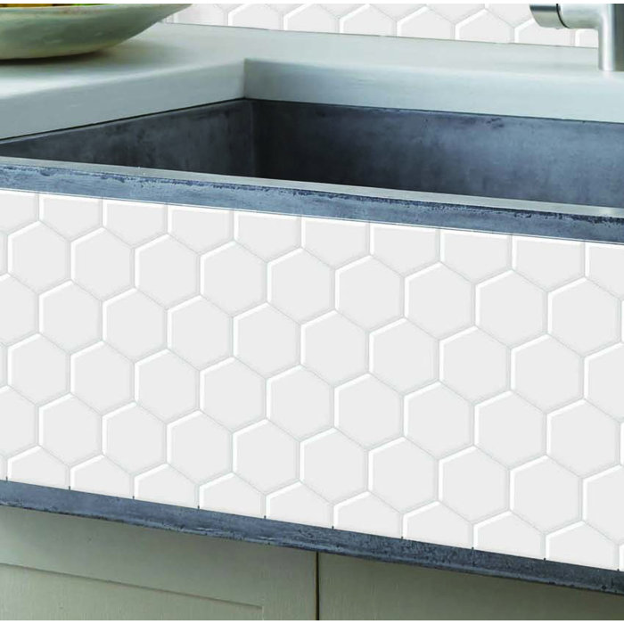 peel and stick white hexagon tile